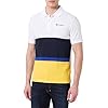 Champion Legacy Retro Sport Polo-Color Block S/S, Bianco/Blu Marino/Giallo, L Uomo