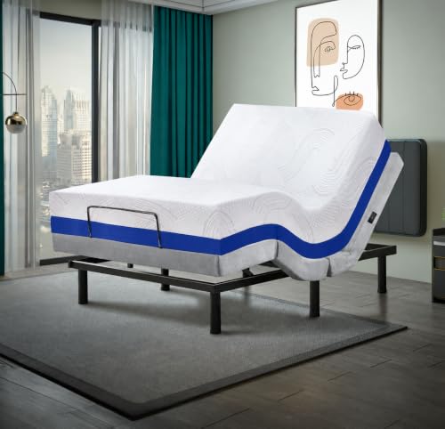 California King Adjustable Bed with 14 Inch Prime Gel Memory Foam Sleep System, Massage, Zero Gravity, Anti-Snore, Programmable Memory Positions, USB, Underbed Lighting, Zero Clearance