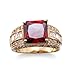 DCFSHEE 18K Yellow Gold Plated Silver Red Created Ruby Halo Ring for Women Fashion Cushion Cut Luxury Engagement Wedding CZ Ring Birthday Jewelry Gifts(9)