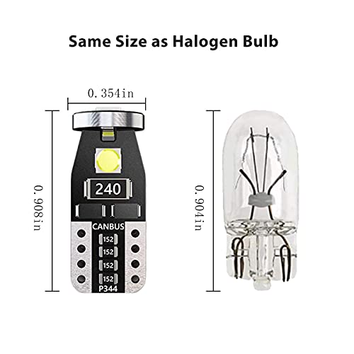 10pcs Lampadine T10 W5W LED 12V 3SMD 3030 Chip