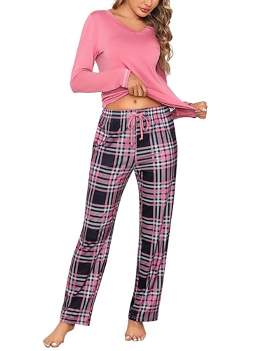 Litherday Pijama Mujer Invierno Algodón Largo Cómodo Conjunto