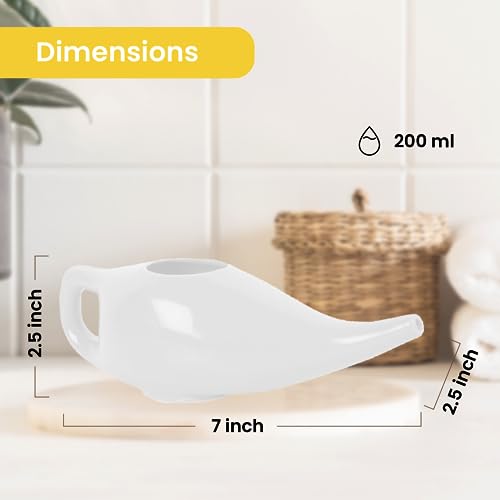Image of PAXMAX Porcelain Ceramic Neti Pot for Sinus, Jal Neti pots for Nasal Cleansing, Nose congestion and Passages Jala kriya (White)