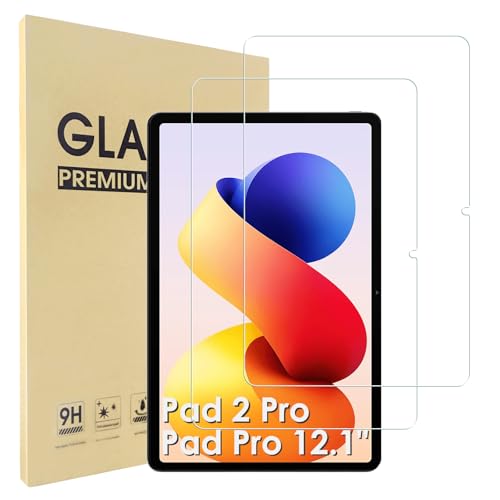 Hianjoo 2枚セット Xiaomi Redmi Pad 2 Pro/Pad Pro 対応 フィルム 液晶保護フィルム Xiaomi POCO Pad 対応 ガラスフィルム 強化ガラス 12.1インチ タブレット 保護フィルム 高透過率