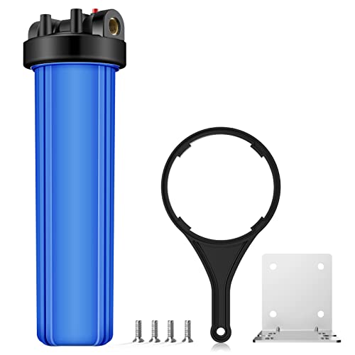 SimPure Whole House Water Filter Housing (DB20P), 20" x 4.5" Sediment Carbon Filter Universal Housing, Pre-Filtration System for Well and City Water, 1" NPT Port, Pressure Release