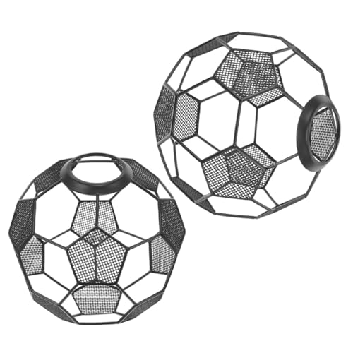Baluue 2 piezas Pantalla Lámpara Fútbol Metal Vintage Electrochapado para Luz Colgante Diseño Hueco Decorativo para Salón y Bar