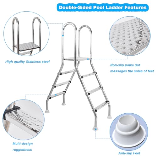 Escalera para Piscina Elevada de Acero Inoxidable 3 Pasos miniatura 4