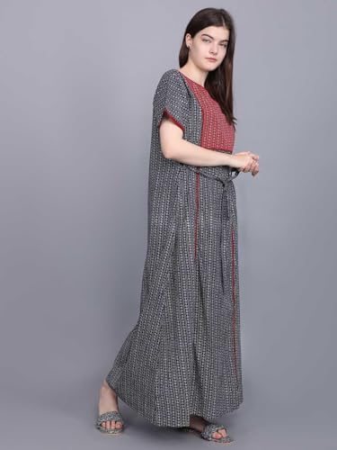 Image of Evolove Women's Cotton Long Maxi Night Gown Nighty Dress with Pocket, Super Soft Comfortable (LNG-Cotton-2)