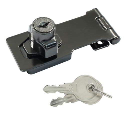 Image of Bivethoi 2Pcs Keyed Hasp Locks 3 Inch Twist Knob Keyed Locking Hasp, Stainless Steel Hasp Latches Keyed Different for Small Doors, Cabinets (Black)