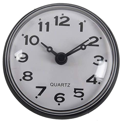 Srutueo 7cm Waterproof Kitchen Bathroom Shower Clock Suction Cup Sucker Wall Black