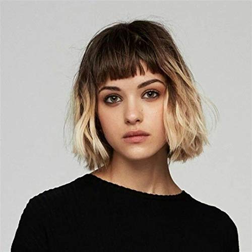 Beisd Ombre Blonde Bob Wig Short Wavy Bob Wigs With Bangs Ombre Blonde Synthetic Wigs For Black White Women #TOP3