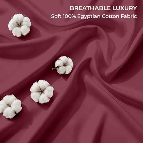 Image of SGI bedding 100% Egyptian Cotton Sheets RV King Size - 600 Thread Count Sheets Set, Soft, Cooling, 15 inch Deep Pocket, Luxury Hotel Bedding, Breathable, Durable - Burgundy
