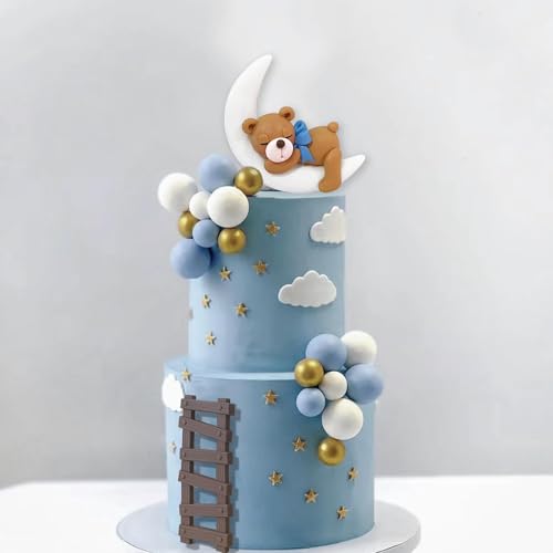 Kit décoration gâteau lune et ours pour baby shower douce