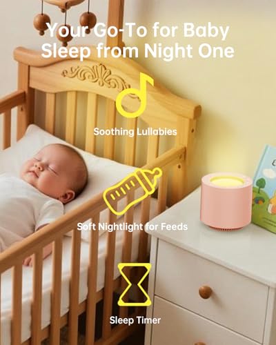 Image of Dimmable Nursery Night Light: Red Light Therapy Sleep Sound Machine with 38 Soothing Sounds & Calming Womb Soother Memory Function, White Noise Sound Machine with Timer for Baby Adult Gift (Peach)