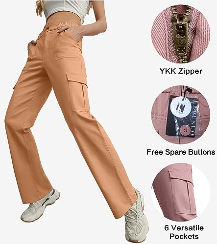 Image of Lepunuo Cargo Pants for Women High Waisted Casual Pants Baggy Stretchy Wide Leg Y2K Streetwear with 6 Pockets