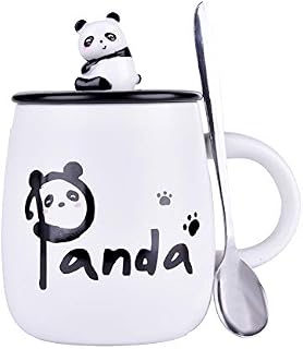 BigNoseDeer Panda Mug Cute Ceramic Coffee Mug with 3D Panda Lid and Spoon, Cute Cups Novelty Coffee Tea Milk Christmas Mug for Women Girls Boys