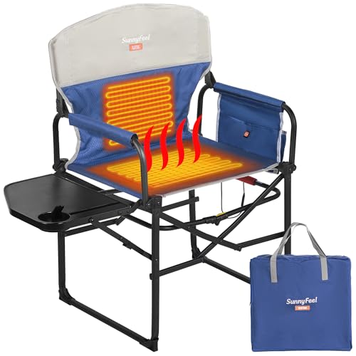 SunnyFeel Heated Camping Directors Chair - Heavy-Duty