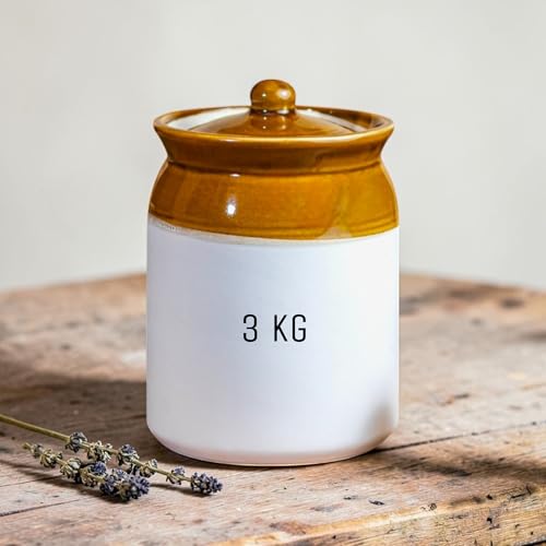 Image of Ceramic 3 KG Achaar Jar - 3 L (3000 ml) Martban Pickle Container - Kitchen Storage for Pickle, Chutneys and Sauces - Durable, and Easy to Clean (3000 ml)