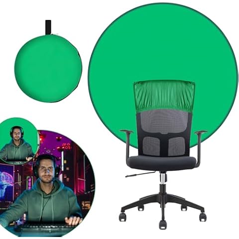 Green Screen Background with Stand,SRIMMIT Upgrade 1.42m(4.65ft) Collapsible Greenscreen Backdrop,Pop Up Green Screen with Storage Bag,Portable Backdrop for Gaming,Live Streaming,Zoom Meeting, 142cm Cover