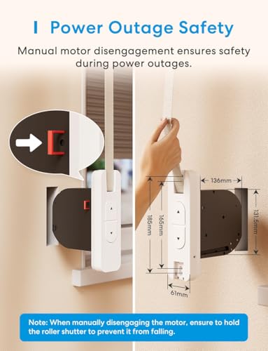 Meross Matter Rolladen Gurtwickler Elektrisch Unterputz (max. 45 kg, 6 m²), Smart Home Rolladenantrieb mit Zeitautomatik und Sprachsteuerung, kompatibel mit Apple HomeKit, Alexa, Google Home