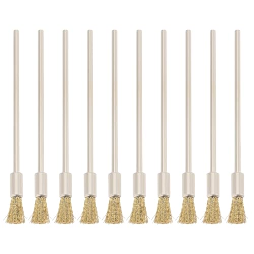 Image of 10pcs 3mm Extended Handle Mini Copper Wire Cleaning Brush Rust Removal Brush Length 100x16mm Suitable for Rotating Drilling Rig Rust Removal and Grinding