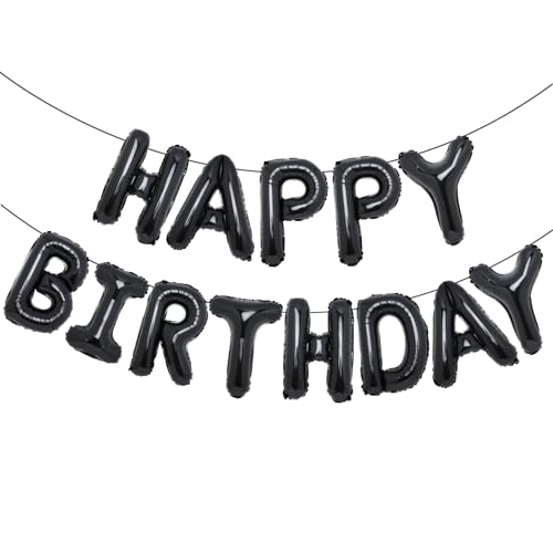Accevo Schwarzes \"Happy Birthday\"-Ballon-Banner für Kinder, 40,6 cm, Folien-Happy Birthday-Schild, Banner, Buchstaben, Luftballon, 3D-Happy Birthday-Ballons für Kinder, Erwachsene, Jungen, Mädchen Accevo Schwarzes \"Happy Birthday\"-Ballon-Banner für Kinder, 40,6 cm, Folien-Happy Birthday-Schild, Banner, Buchstaben, Luftballon, 3D-Happy Birthday-Ballons für Kinder, Erwachsene, Jungen, Mädchen