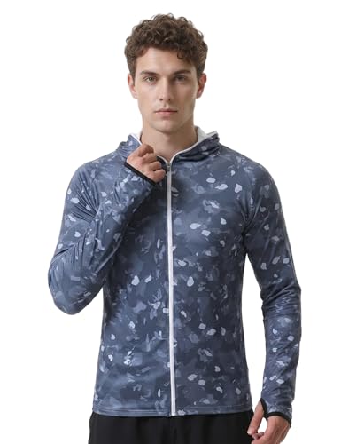 Image of Venzina Sunscreen Jacket for Men Fishing Sun Protection Jacket UPF 50+ Cooling Breathable Quick Dry Stylish Print Stretchable Design with Thumbholes Travel Hiking Camping