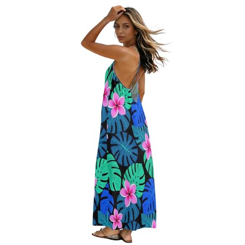 Robe caraco longue fleurie à dos nu, l'essentiel pour vos journées de plage
