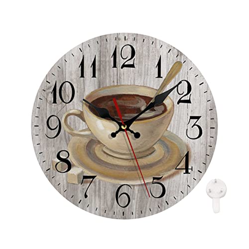 LOKMU-Silent-Non-Ticking-Clock-10-Inch-Round-Wall-ClockDecorative-for-Living-Room-Kitchen-HomeBathroom-Bedroom-Office-or-School-Coffee-Cup-on-Wooden LOKMU Silent Non Ticking Clock 10 Inch Round Wall ClockDecorative for Living Room Kitchen HomeBathroom Bedroom Office or School Coffee Cup on Wooden