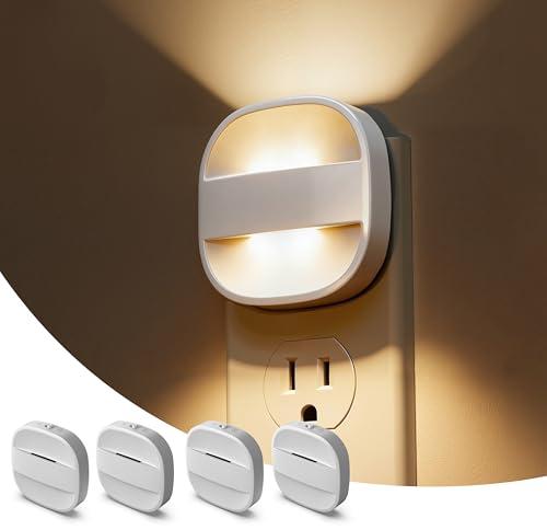 Image of L LOHAS LED Night Lights Plug into Wall,Dusk to Dawn Sensor Night Light | Dimmable Nightlight for Bathroom Night Light, Hallway, Kitchen, 3000K Soft White, 4 Pack