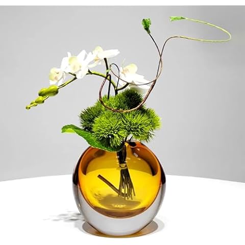 BULUXE Artificial Flowers Arrangement in Vase Aesthetic Dining Table Centerpiece Fake Flower Decor (Amber) Cover