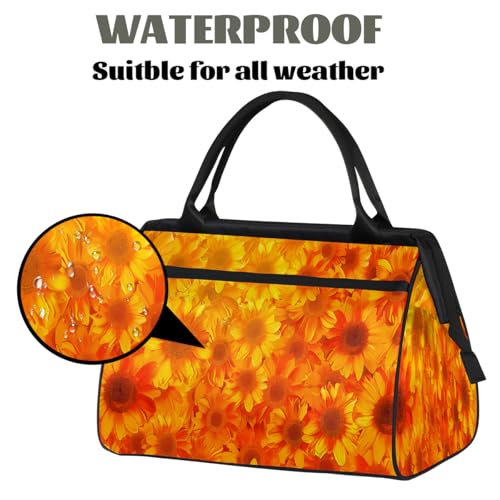 Flower Sunflower Orange Sun Small Overnight Weekender Tote Bag for Women Men Foldable Travel Duffel Bags Lightweight Sports Gym Bag Waterproof Carry On Luggage Weekender Bag for Traveling Gifts3