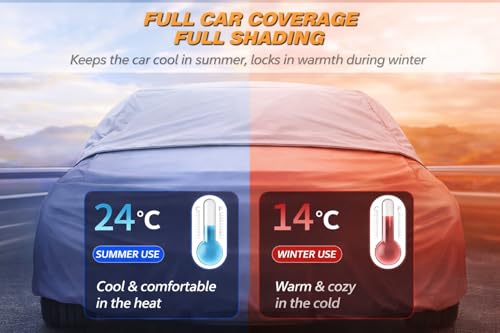 Image of Car Body Cover Compatible with Volkswagen Taigun | Water, Dust & UV Protection | Mirror Pockets | Elastic Grip | Triple Stitch Taigun Car Cover (Blue)