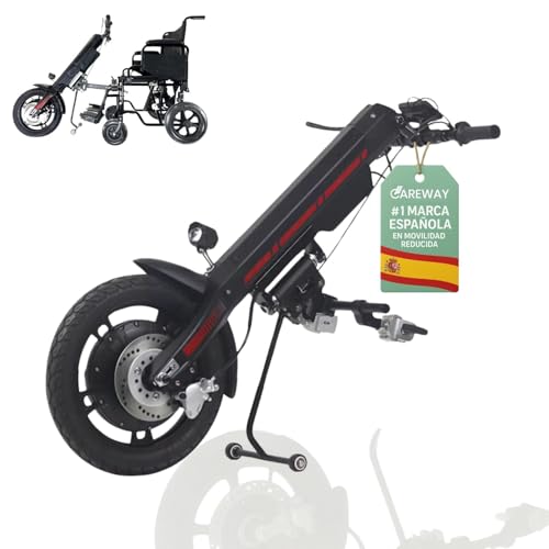 CAREWAY Handbike Eléctrico Universal para Silla de Ruedas Adultos Auton 50km Motor 800W - Handbike Eléctrica Silla de Ruedas Enganche Central y Frontal - Acople para Silla de Ruedas Manual Plegable