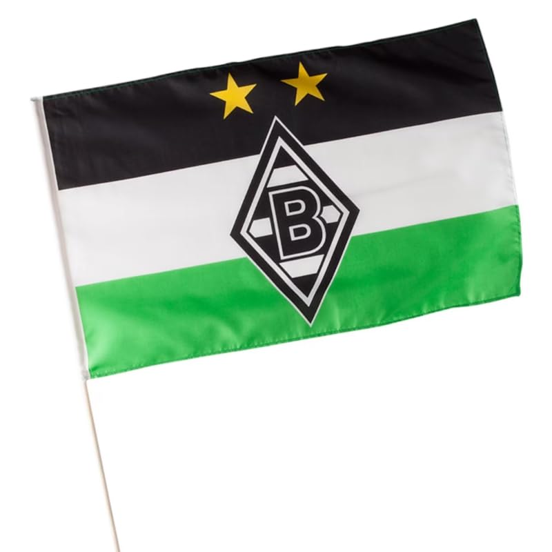 Borussia Mönchengladbach Stockfahne 40x60 cm | Offizieller Fanartikel Fohlenshop | Gladbach Stadionfahne Fußballfan Zubehör
