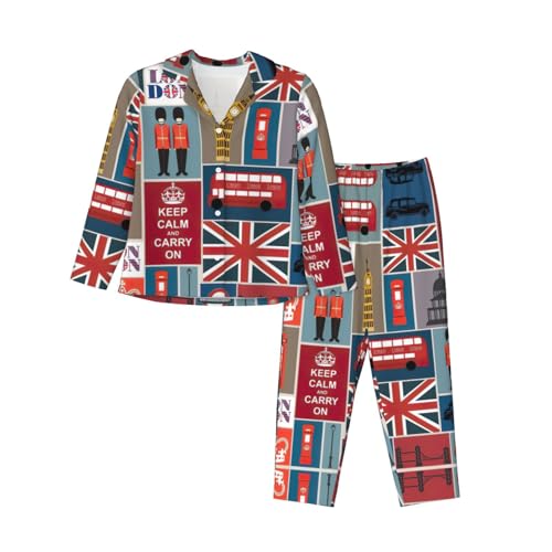 Pyjama imprimé Angleterre femme à motifs tendance et bas pleine longueur