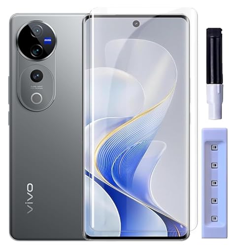 Image of Raayan UV Tempered Glass For Vivo V40 Pro Screen Protector Full Adhesive UV Glue Curved Edge to Edge Full Screen Coverage - Easy Installation