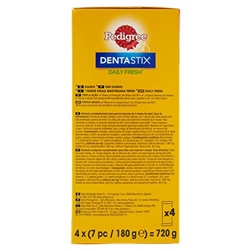 Pedigree Denta Stix Fresh Multipack für mittelgrosse Hunde (10-25kg),4x7Stck., 1er Pack (1 x 720 g)