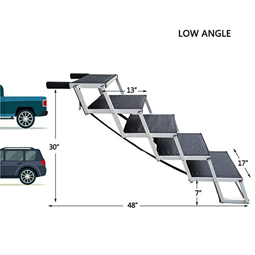 By Unbranded Dog Ramps With 5 Stairs, Upgraded Aluminum Frame Pet Steps For Suv, Cars, High Beds, Portable And Folding Stair For Large Dog Up To 200Lbs With Light Weight And Non-Slip Surface #TOP2