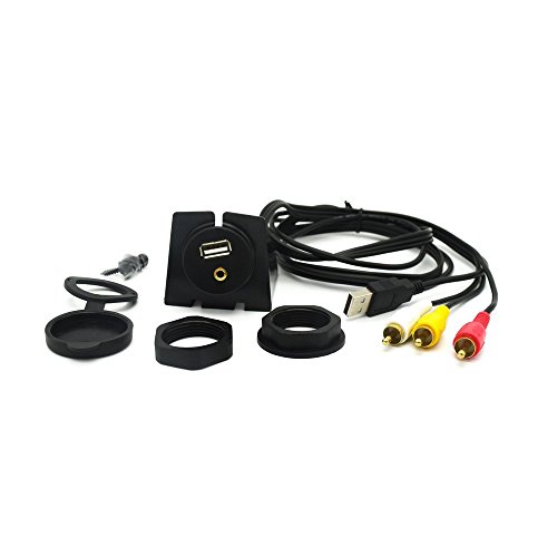 SinLoon 3ft 1 Meter USB 2.0 Male and 3RCA to USB & 3.5mm Female Flush Mount for Car, Boat and Motorcycle (Waterproof Cable USB-3RCA,1M)
