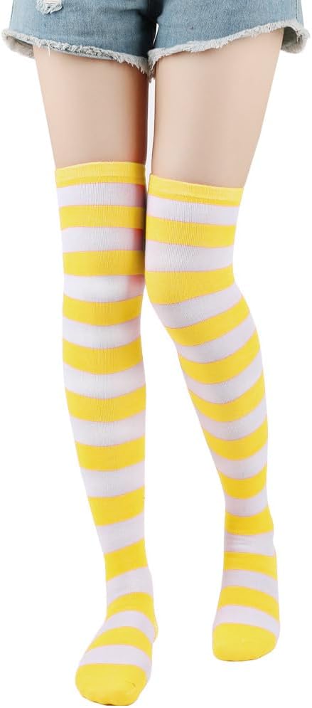 Extra Long Stripe Thigh High Socks Neon Over Knee High Socks for Women Stocking Cosplay Femboy Socks Striped Tights - Image 2