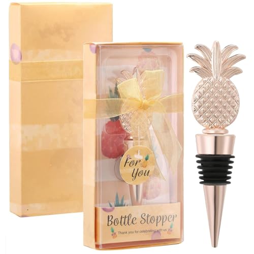 12Pcs Pineapple Wine Stoppers Pineapple Themed Wine Cork Plug Champagne Saver for Wedding Favor for Guests Birthday Beach Themed Party Souvenirs Gift Supplies(12,Pineapple Stopper)