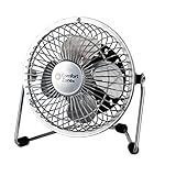 Comfort Zone CZHV4S Quiet Dual-Powered 4-inch High-Velocity Portable Fan with Adjustable Tilt, Silver for Home, Office, Bedroom