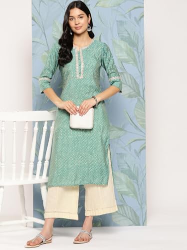 Image of Libas Women's Silk Printed Straight Kurtas Suit