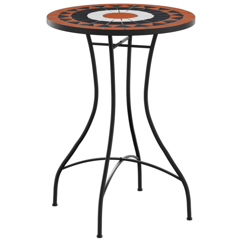 Tavolino da Bistrot Mosaico Ceramica Terracotta Bianco 50x70cm | Tavolo rotondo per terrazzo e veranda con piano decorato stabile e struttura in metallo facile da montare.