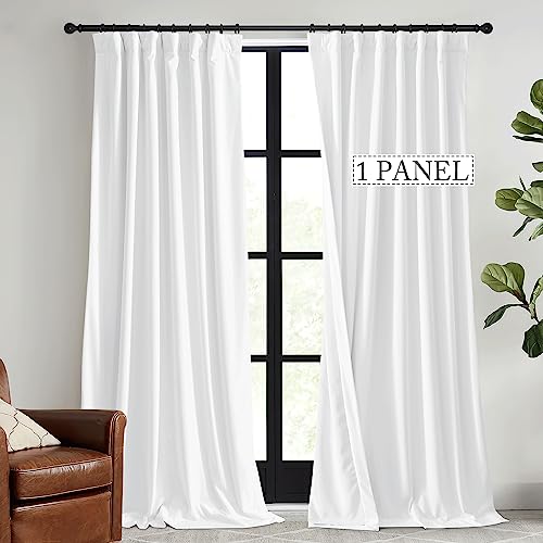 Image of RYB HOME White Velvet Curtains 84 inch, 2 Layers Room Darkening Window Curtains for Living Room Thermal Insulated Privacy Backdrop with Pleat Tape, White, W48 x L84 inch, 1 Panel
