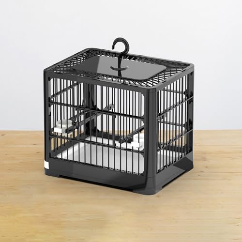 Septlib 鳥かご インコ ケージ 小型で軽量 トリカゴ 鳥籠 取り付け簡単 セキセイ オカメインコ 引き出し式トレイ モニター 鳥小屋 耐久性と頑丈さ とりかご 文鳥 全方向通気性(ブラック)