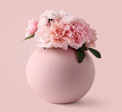 Purezento Cooee Beautiful Ceramic Decorative Vases with Unique Quality for Home Decor,Flowers Pot,Bedroom Side Corners,Living Room Decoration,and Party Centerpieces(Pink Color)