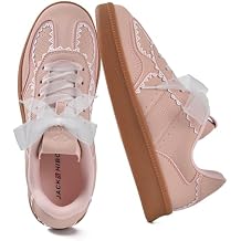 JACKSHIBO Womens Ribbon Lace-Up Fashion Sneakers Arch Support Tennis Walking Shoes