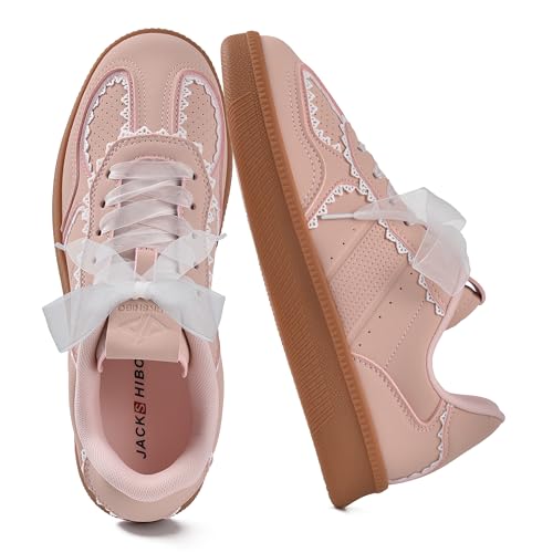 Womens Ribbon Lace-Up Fashion Sneakers Arch Support Tennis Walking Shoes