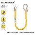 WELKFORDER Single Leg 6-Foot Fall Protection Internal Shock Absorbing Stretchable Safety Lanyard with Snap & Rebar Hook Connectors CSA＆ANSI Compliant